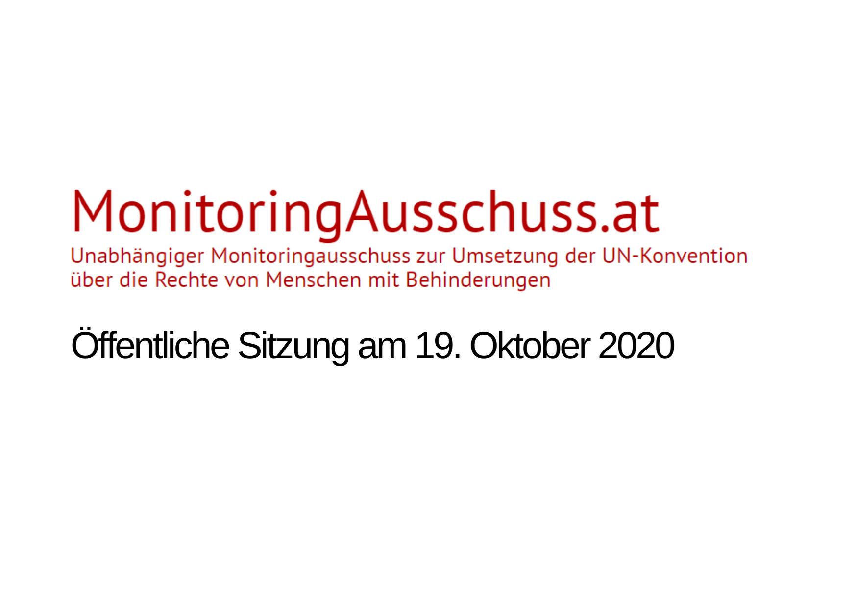 Text: MonitoringAusschuss.at. Öffentliche Sitzung am 19. Oktober 2020